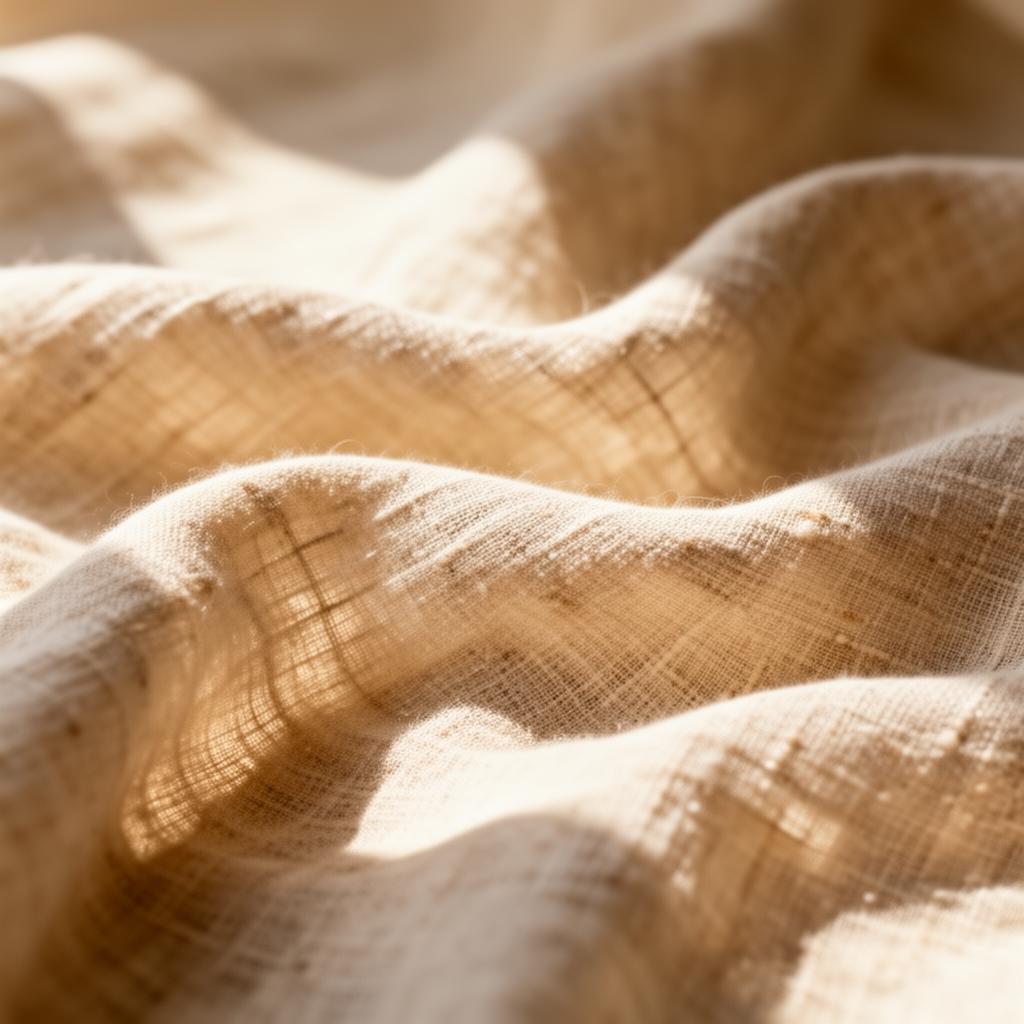 Soft folds of raw natural linen